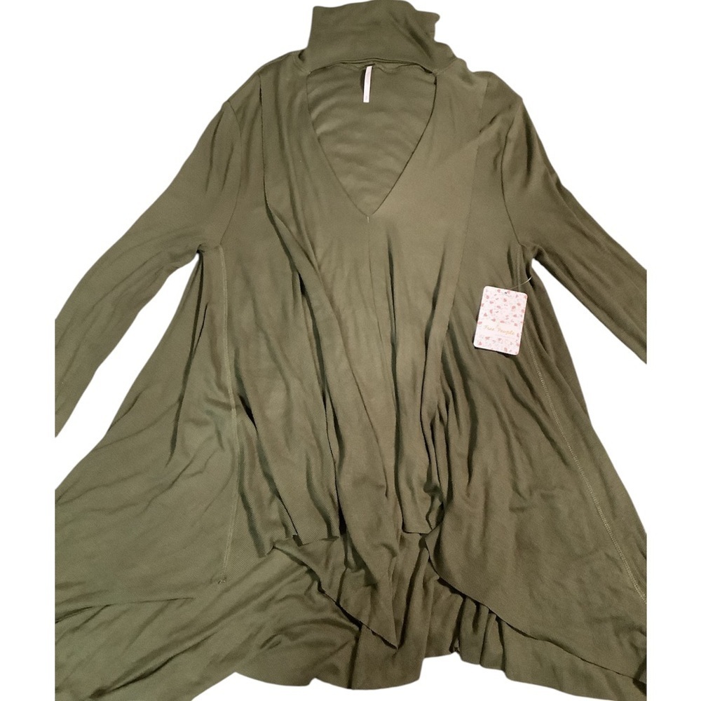 Free people army green long sleeve shirt with open chest - Picture 3 of 7